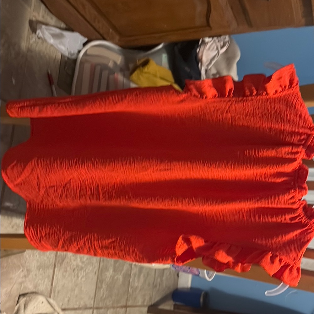 Vibrant Red Ruffled Blouse - Picture 3 of 3